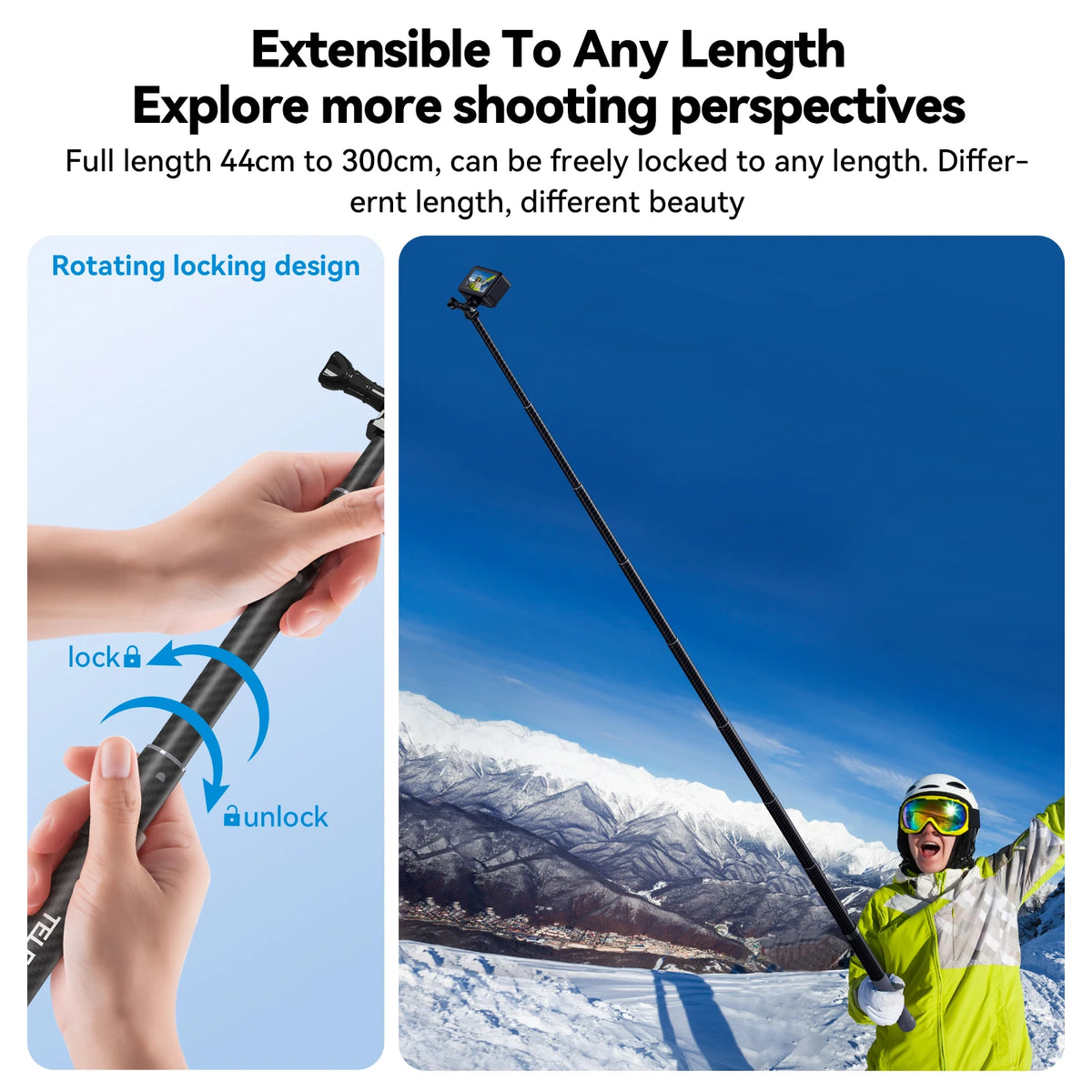 TELESIN Carbon Fiber Selfie Stick & Monopod