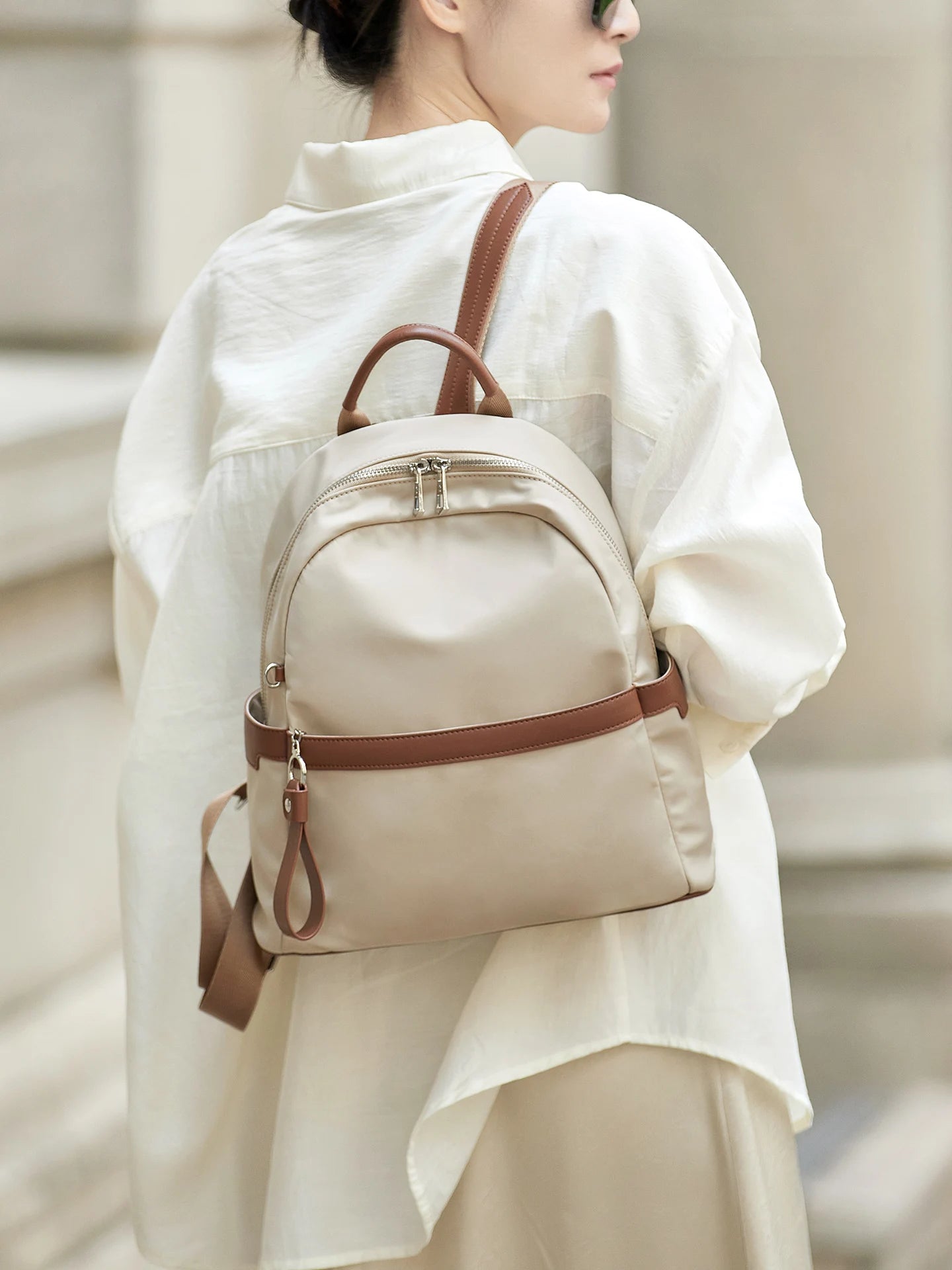 ZOOLER Oxford & Leather Female Letter Backpack