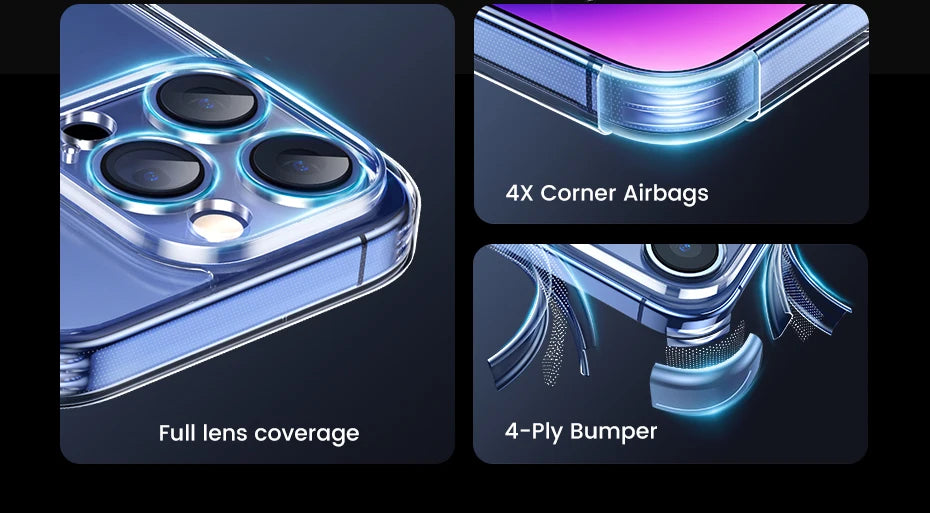 UGREEN Case for iPhone 17 16 15 14 Pro Max Shockproof Clear Case Transparent Cover for iPhone 15 Pro 16 Phone Protective Case