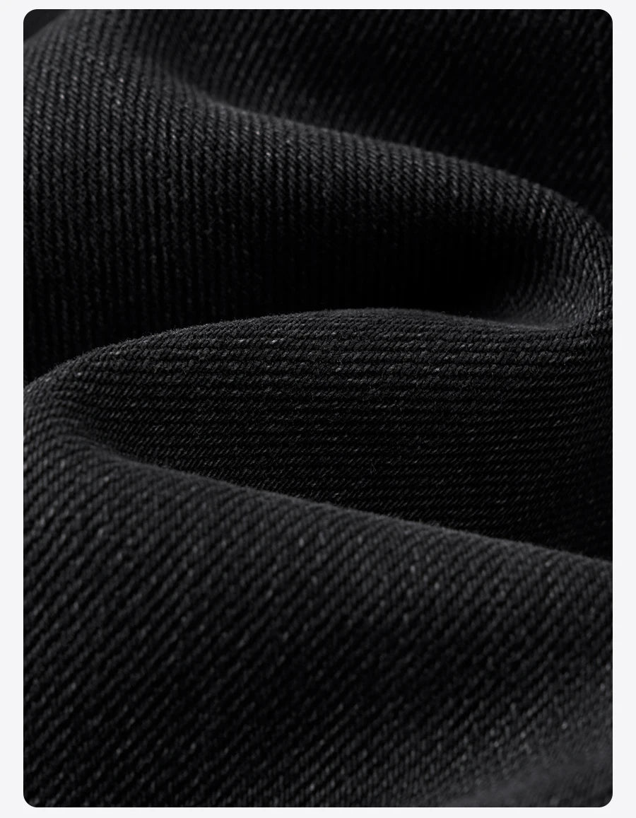 SIMWOOD 2026 Autumn New Loose Straight 13oz Elastic Fabric Jeans Men Washed Vintgae Basic Black Denim Trousers