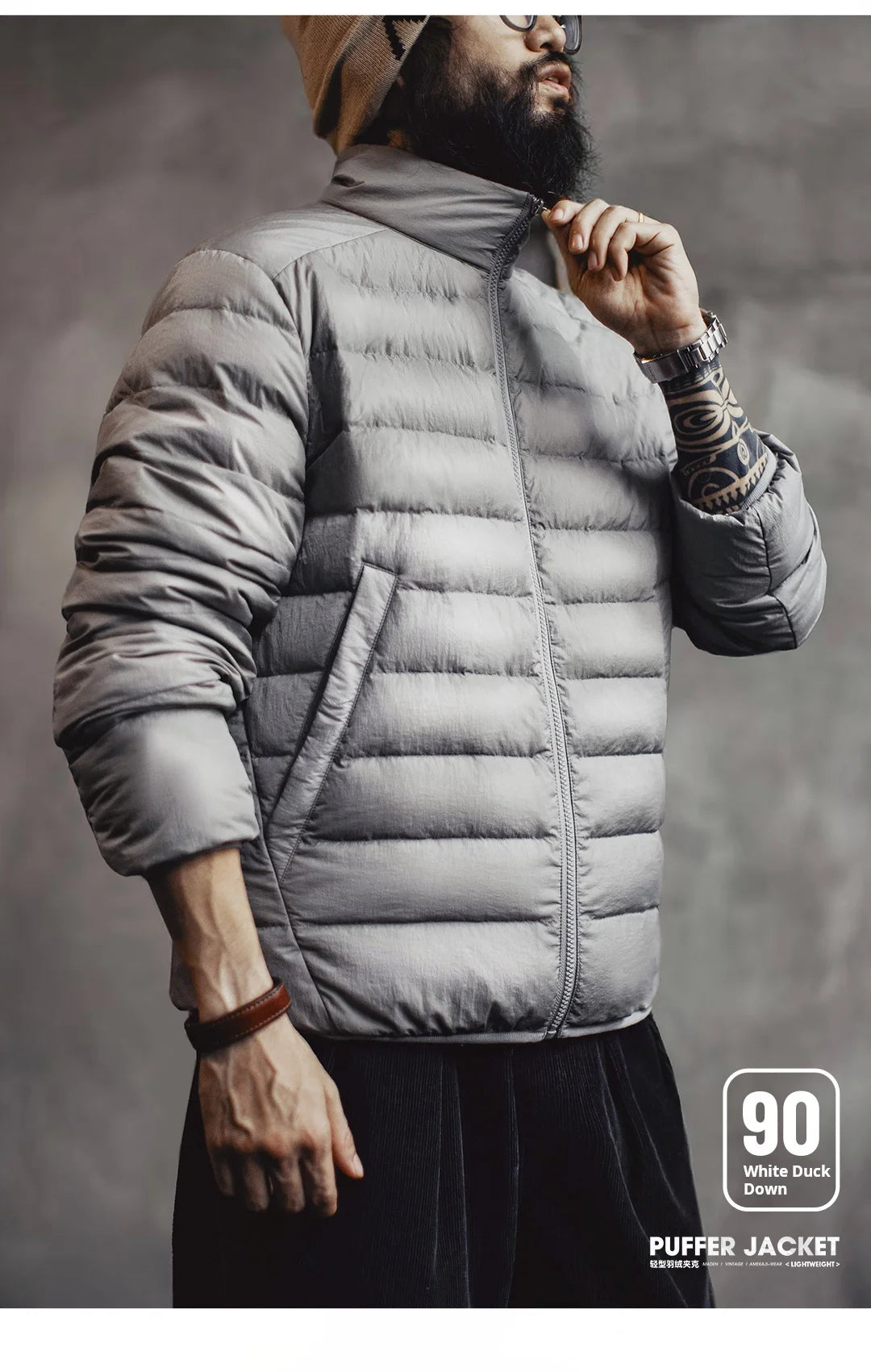 Maden Winter Men's Stand-up Collar Down Jacket