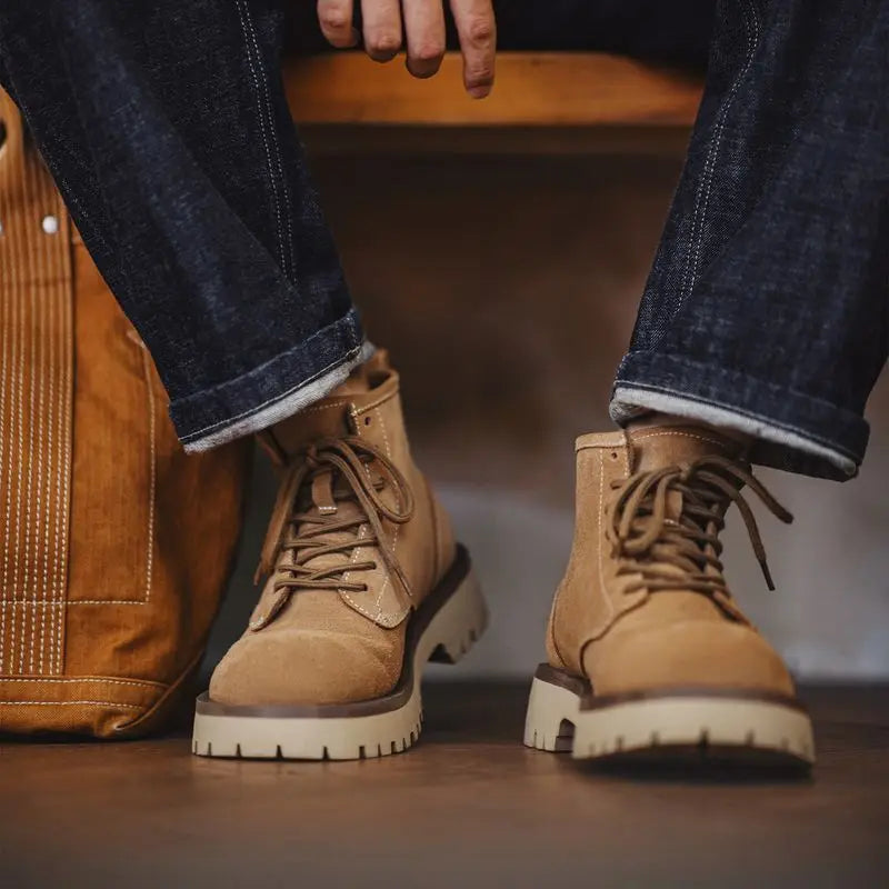 Maden Men's Cow Suede High-Top Boots