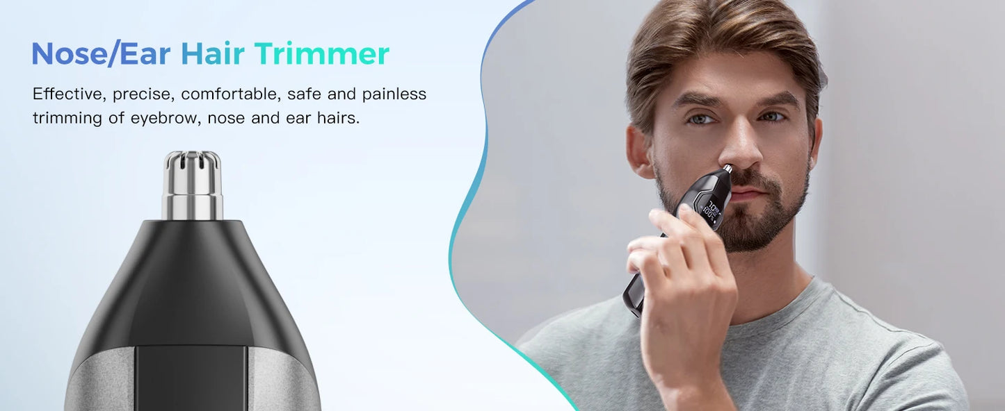Kensen S30 Cordless Hair Clipper 4 in 1 Barber Grooming Kit with LED Display for Men - Rechargeable Beard and Nose Trimmer