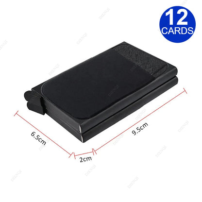 RFID Metal Wallet Double Card Case Pop Up Card Holder 12 Cards Automatic Aluminum Box Cardholder Smart Minimalist Walet for Men