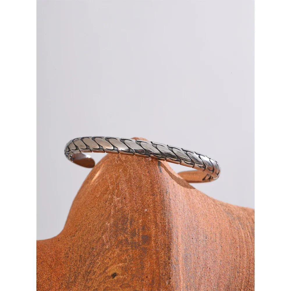 65mm Silver Colour Stainless Steel Cuff Bracelet - ShopHub