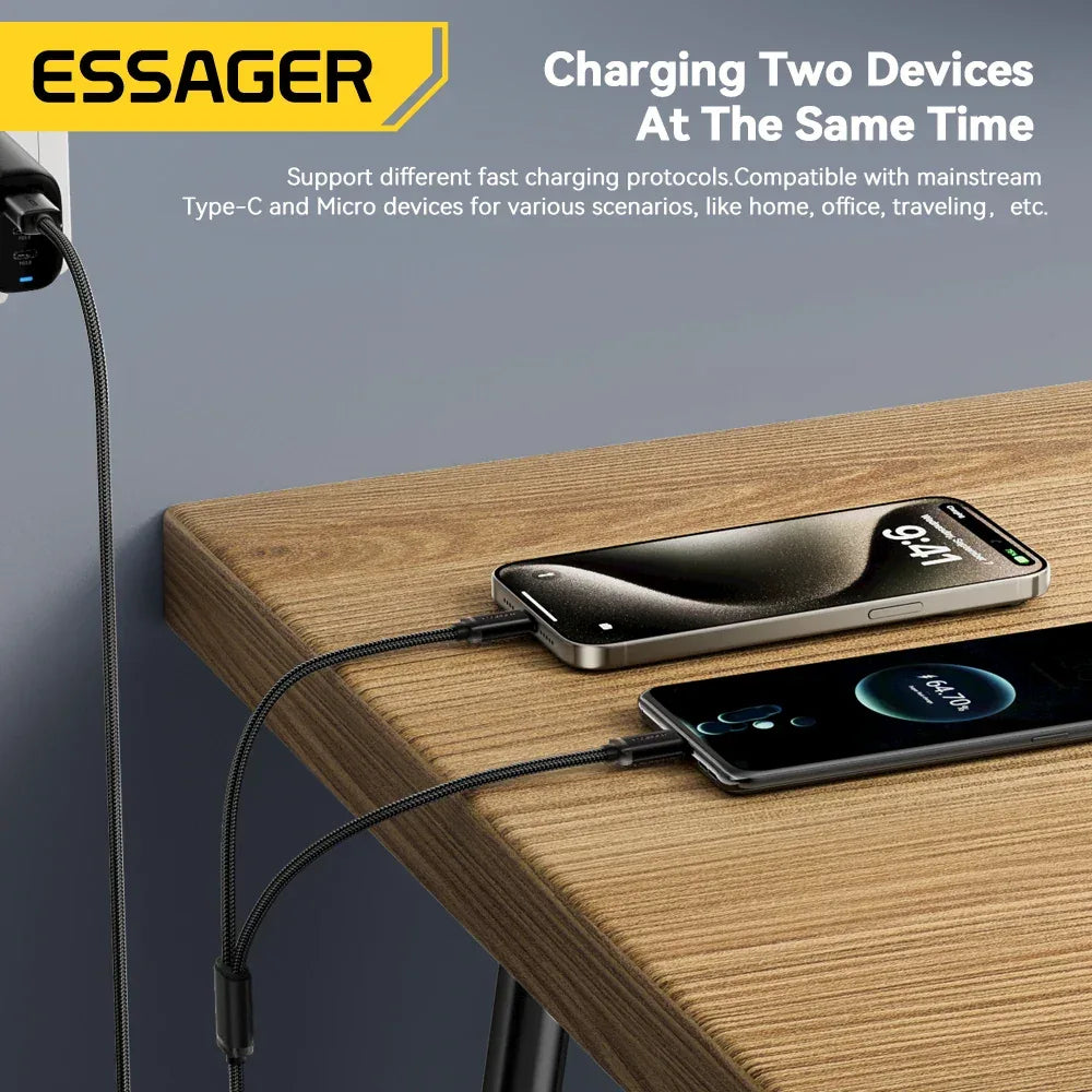 Essager 2 in 1 USB Type C Micro Cable - ShopHub