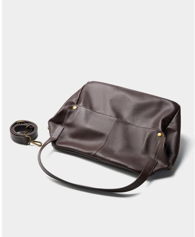 FOXER Genuine Leather Shoulder Bag for Women Large Capacity Handbag Female Casual Tote Bag Computer Bag Crossbody Purse as Gift