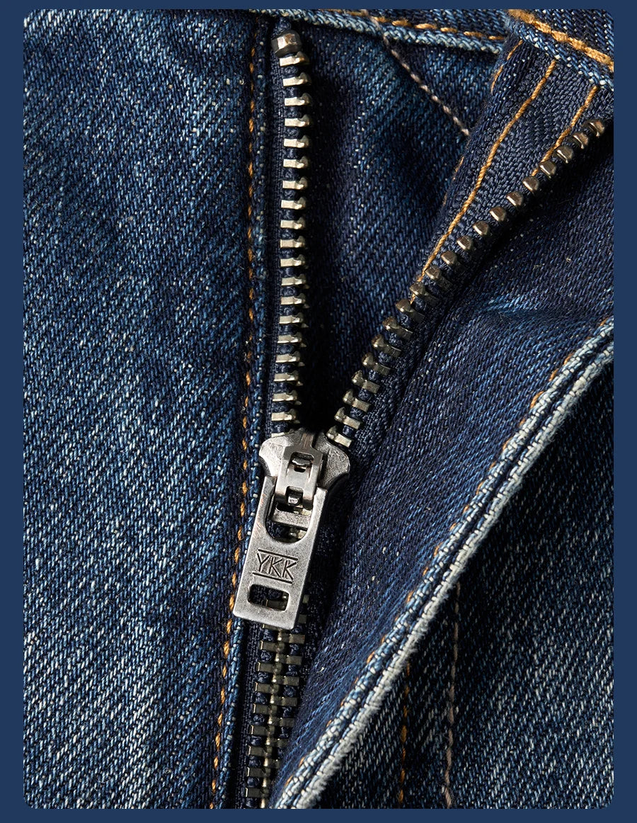 SIMWOOD High Standard 2026 Spring New 13oz Cotton Hemp Washed Vintage Jeans for Men,Classic Retro Casual Denim Trousers