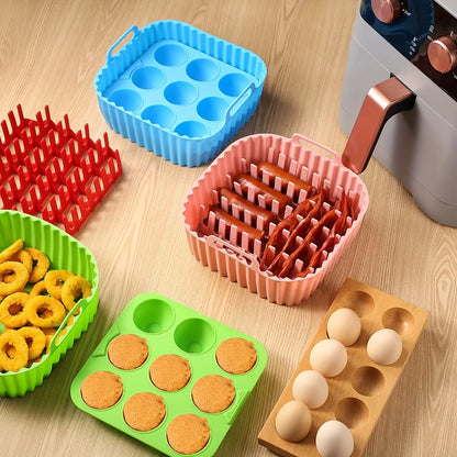 Premium Silicone Air Fryer Set - 9-Hole Cake Mold