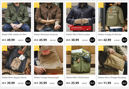 Maden Retro Heavyweight Canvas Detroit Jacket Corduroy Collar Hunting Short Zip-Up Jacket with Pockets Men's Autumn Outerwear