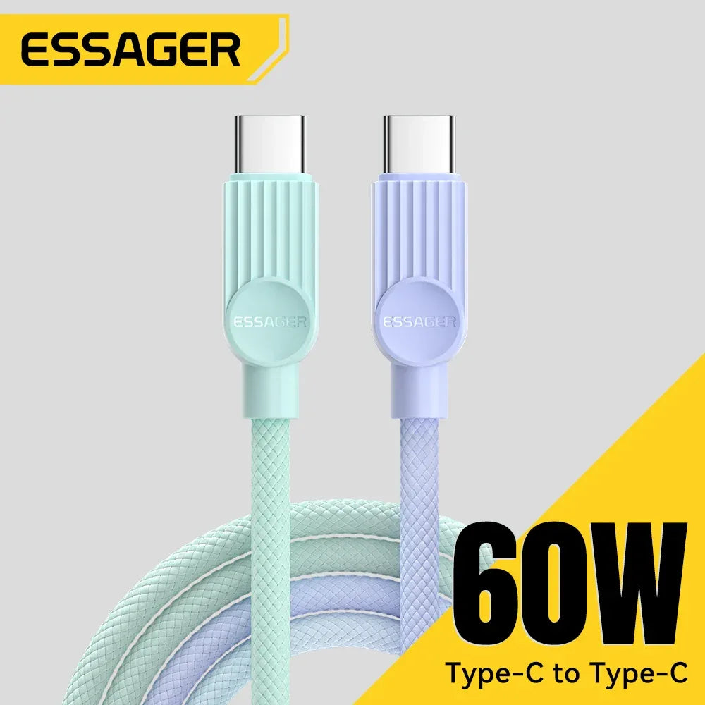 Essager USB C Colour Cable for iPhone 16 15 14, Xiaomi, Huawei, Samsung, Macbook, iPad - ShopHub