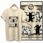 COOLMIND 100% Cotton Beige Cat Print Exclusive Graphic Women T Shirt Big Size Loose Cotton Cat Lover Women T Shirt Lovely Cat Te
