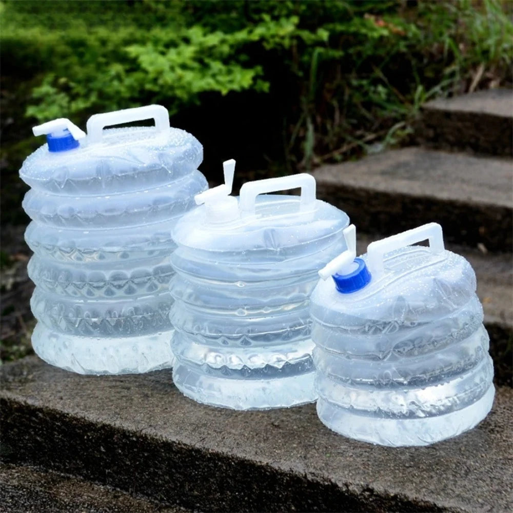 Portable Foldable Water Bag 5/10/15L - Collapsible Outdoor Container for Camping, Hiking, and Picnics