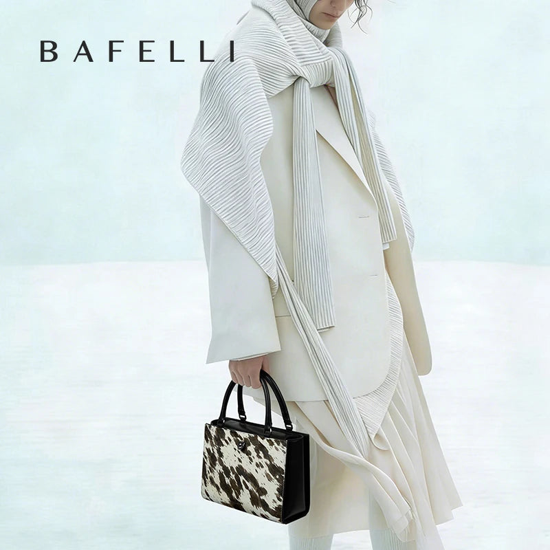 BAFELLI Real Fur & Leather Leopard Crossbody Bag