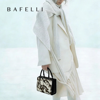 BAFELLI Real Fur & Leather Leopard Crossbody Bag