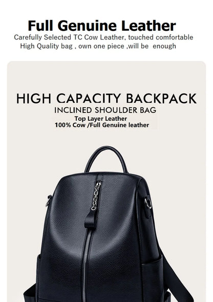 ZOOLER HOT Full Genuine Leather Backpack Women Fashion Backpack Black College Girls Bags Zipper Design Real Leather Bags #hs222