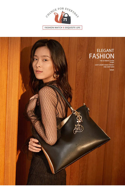 FOXER Leather Women's Shoulder Bag Cowhide Leather Crossbody Bag Luxury Female Handbag Tote Purse Festival Gift for Wife,Mom