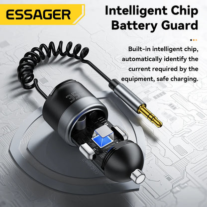 Essager Bluetooth 5.3 Car Charger 3.5mm AUX Adapter