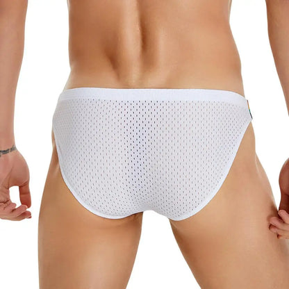 SEOBEAN Men's Breathable Underwear - Mesh Sexy Briefs with Rainbow Belt
