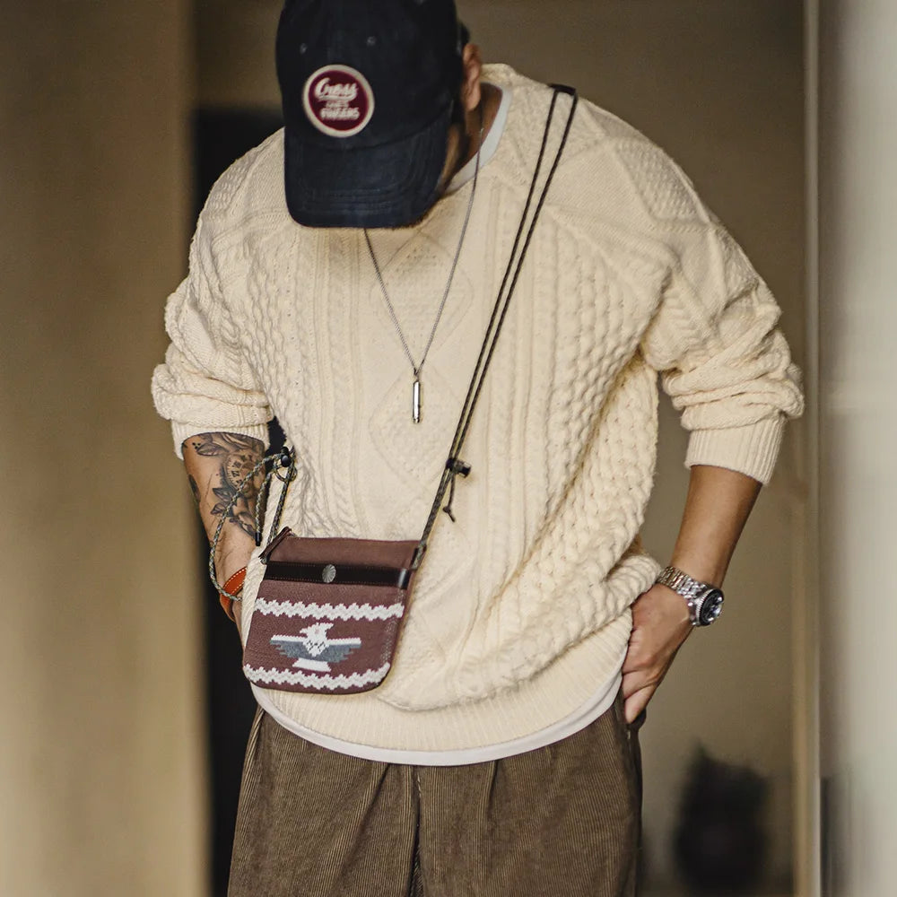 MADEN Retro Aran Crew-Neck Sweater