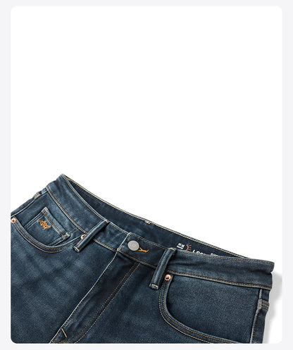 SIMWOOD 2026 Spring New 15oz Warm Micro Fleece Lining Jeans Men Loose Straight Plus Size Denim Trousers