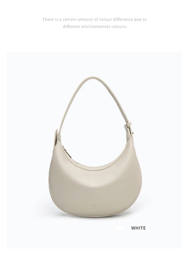 FOXER Women's Shoulder Bag PU Leather New Lady Crescent Underarm Bag Fashion Minimalist Crossbody Bag for Daily Casual Outfit