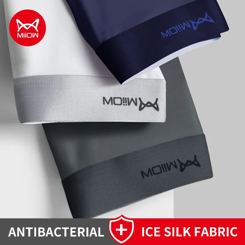 MiiOW Ice Silk Men's Boxershorts 3Pcs - Breathable Antibacterial Underwear