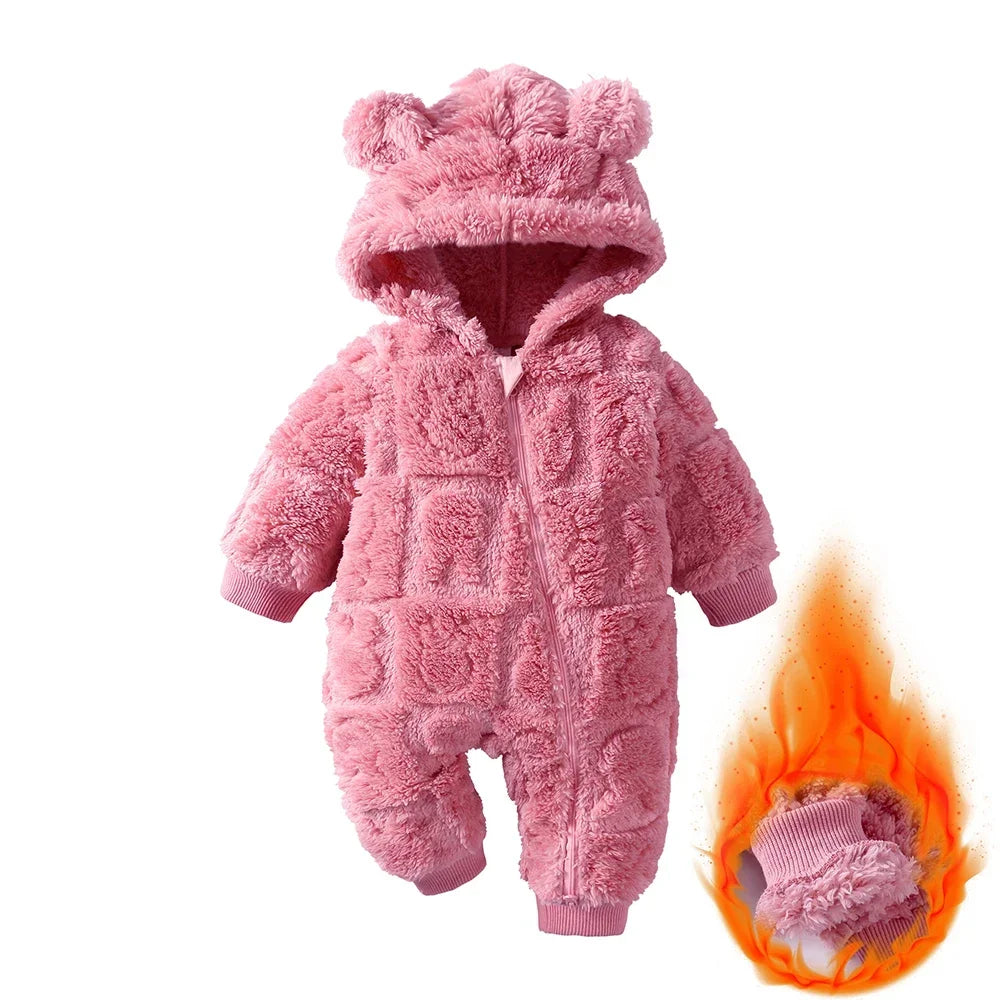 Kids Tales Sweetheart Flannel Hooded Baby Romper