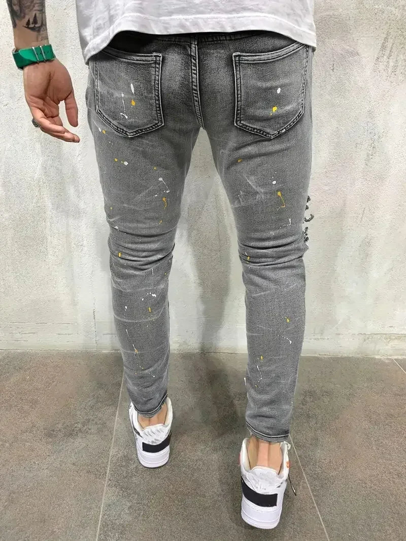 Men's Casual Creative Street Style Slim Fit Jeans - ShopHub