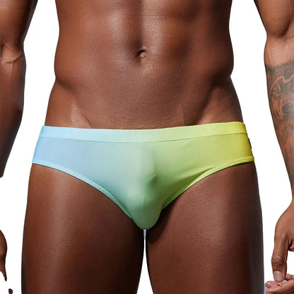 SEOBEAN Men's Trendy Triangle Underpants Sexy Tight Cartoon Style Gradient U Convex Pouch Tight Fit Pants
