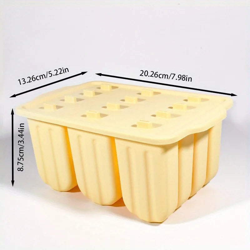 12 Grids Silicone Popsicle Molds with Lid - Easy Release, Reusable Ice Cream Makers for Your Kitchen
