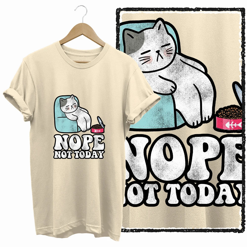 COOLMIND Beige Cat Graphic T-Shirt | Women's Relaxed Fit