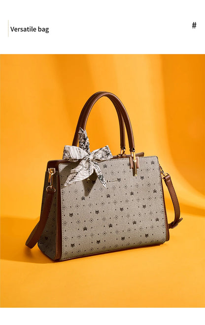 FOXER Vintage Women Handbag PVC Leather Tote Bag Large Capacity Top‑Handle Shoulder Crossbody Bag for Ladie Daily Work Purse