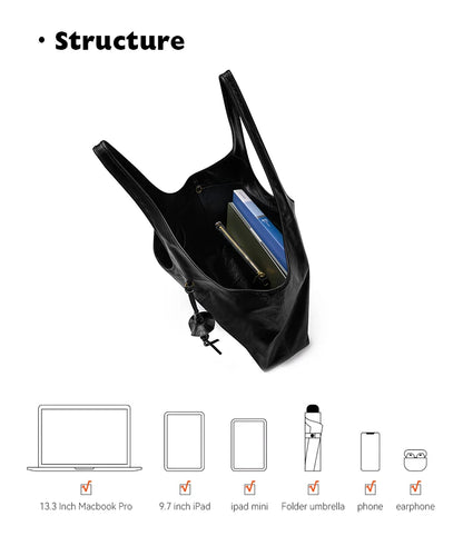 BAFELLI Soft Leather Large Capacity Work Tote Bag