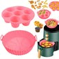 7-Cavity Silicone Air Fryer Set - 2PC Nonstick Cake Mold & Basket Fit 0.92-1.53L