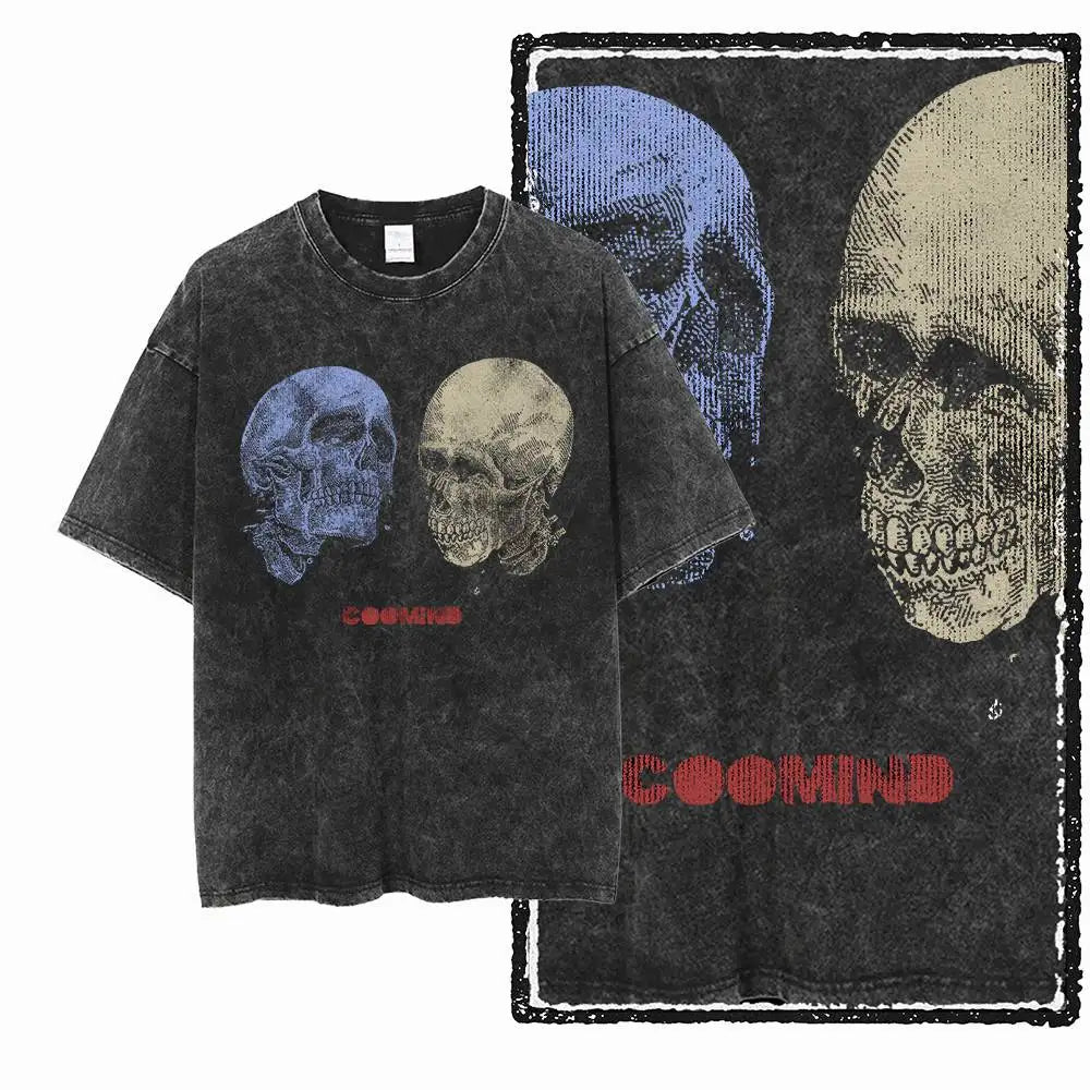 G57 Exclusive 100% Cotton Cool Creative Graphic Men T-shirt | Acid Washed Streetwear Big Size Vintage O-neck Men's Tee Tshirt