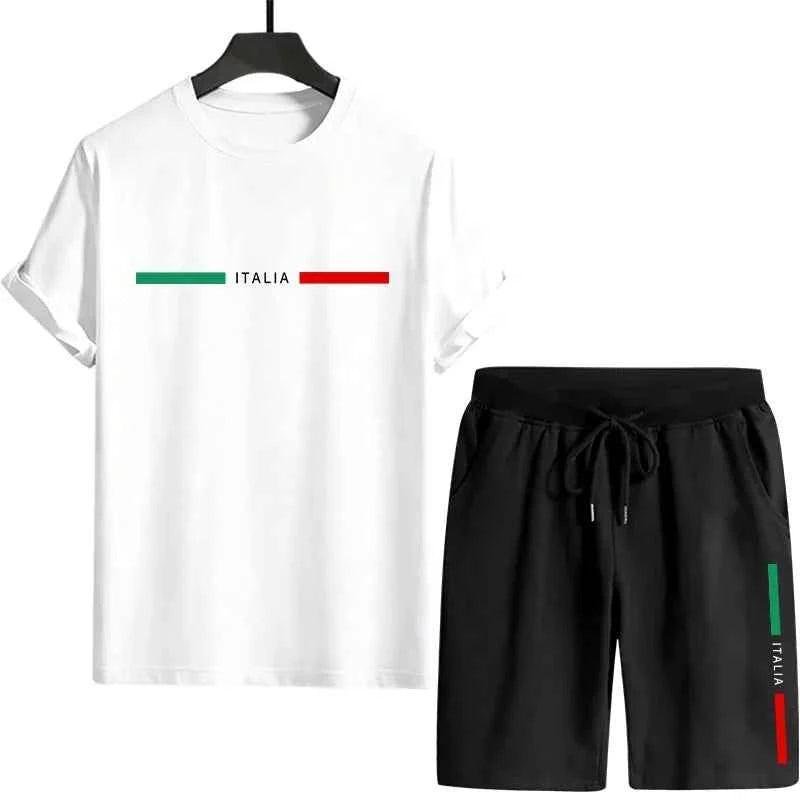 Men's Tracksuit Outfit - Casual Fashion Summer Tee and Shorts Set for Outdoor Comfort and Home Wear