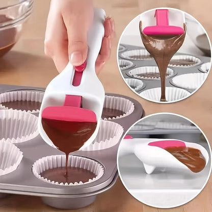 Non-Stick Cake Spoon - Push-Pull Mechanism for Easy Cleaning, Perfect for Brownies, Tarts, and Cookies in Home or Professional Baking