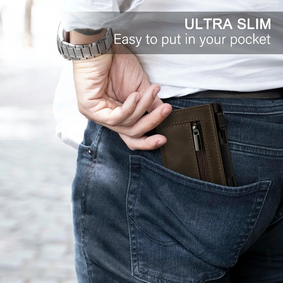 Pop Up Business Card Holder Holder Men's Wallet Magnetic Rfid Slim Thin Wallets Bank Credit Cardholder Case Tarjetero Metalico