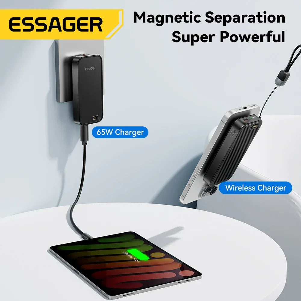 【NEW】Essager 3-in-1 Magnetic 65W GaN Charger and Wireless Power Bank - ShopHub