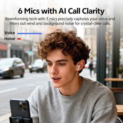 QCY MeloBuds N60 Wireless Earphone - Bluetooth 6.0, Bass Boost, Hi-Res Audio, Hybrid ANC, 45Hrs Playback