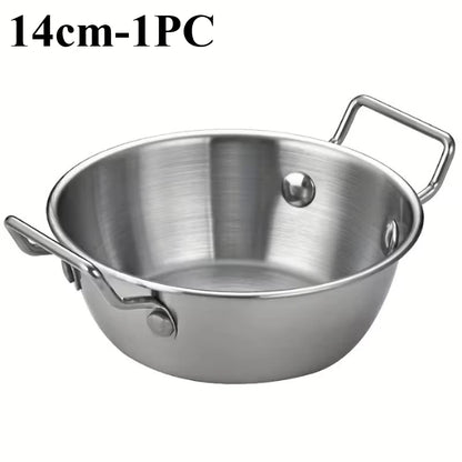 Stainless Steel Noodle Bowl with Handle - Ramen Soup Salad Bowl for Home, Camping, and Picnic