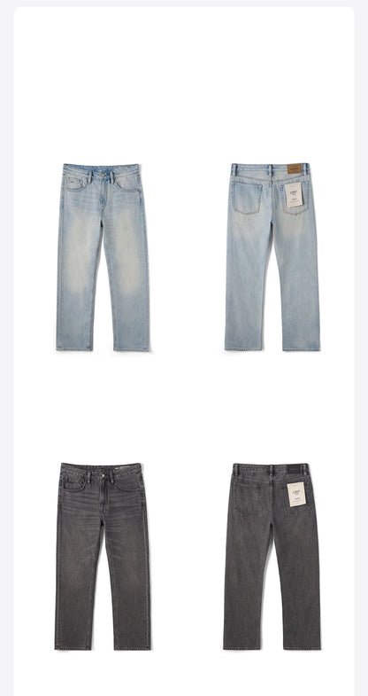 SIMWOOD 2026 Autumn Winter New Loose Straight 13oz 100% Cotton Fabric Jeans Men Washed Vintage Classical Denim Trousers