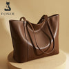 FOXER Lady's Shoulder Bag Split Leather Soft Fabric 2026 New Casual Large Capacity Women Tote Bag Commute Travel Bag All-match