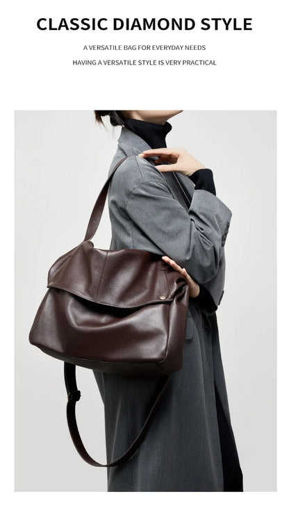 FOXER Genuine Leather Shoulder Bag for Women Large Capacity Handbag Female Casual Tote Bag Computer Bag Crossbody Purse as Gift