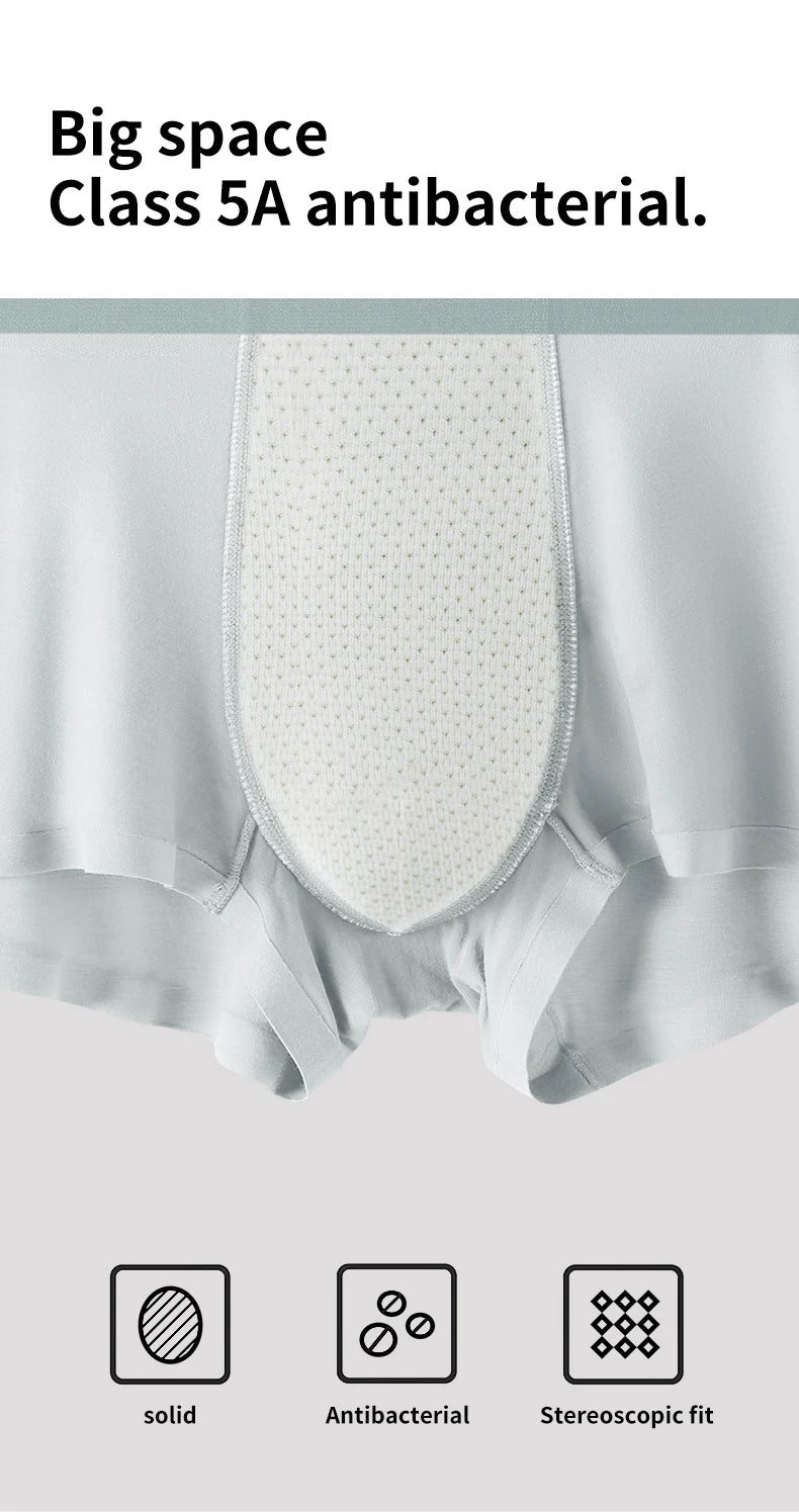 MiiOW Silkly Cool Men Underwear - 3Pcs Antibacterial Crotch Boxer Briefs