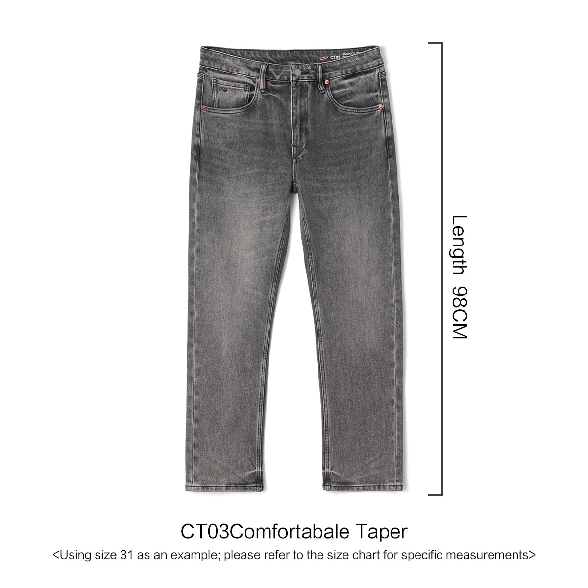 SIMWOOD【CT03/RS04】13.4OZ  Enzyme Washed Jeans Men 4-Way Stretch Denim Pants High Elastic