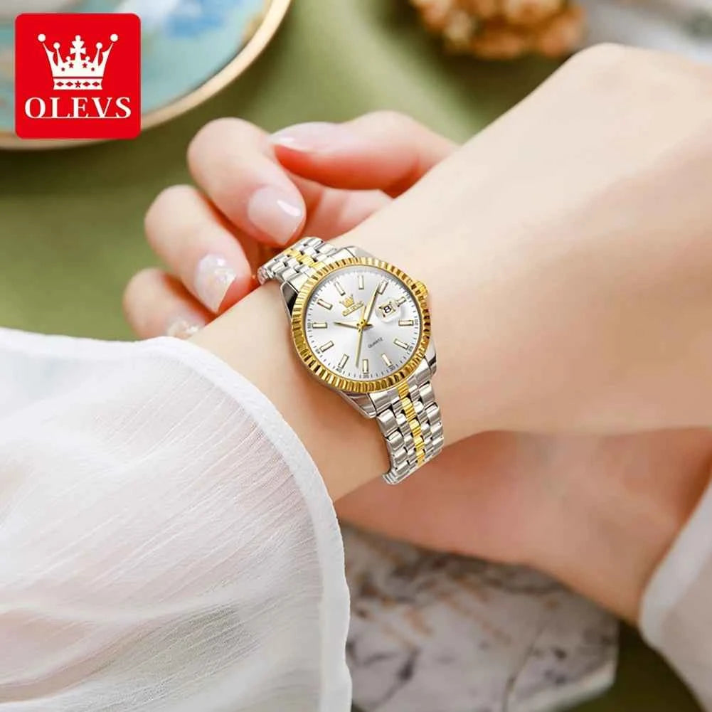 OLEVS 5593 Waterproof Watch Unisex Fashion Quartz Wristwatch with Luminous Features and Date Calendar Design