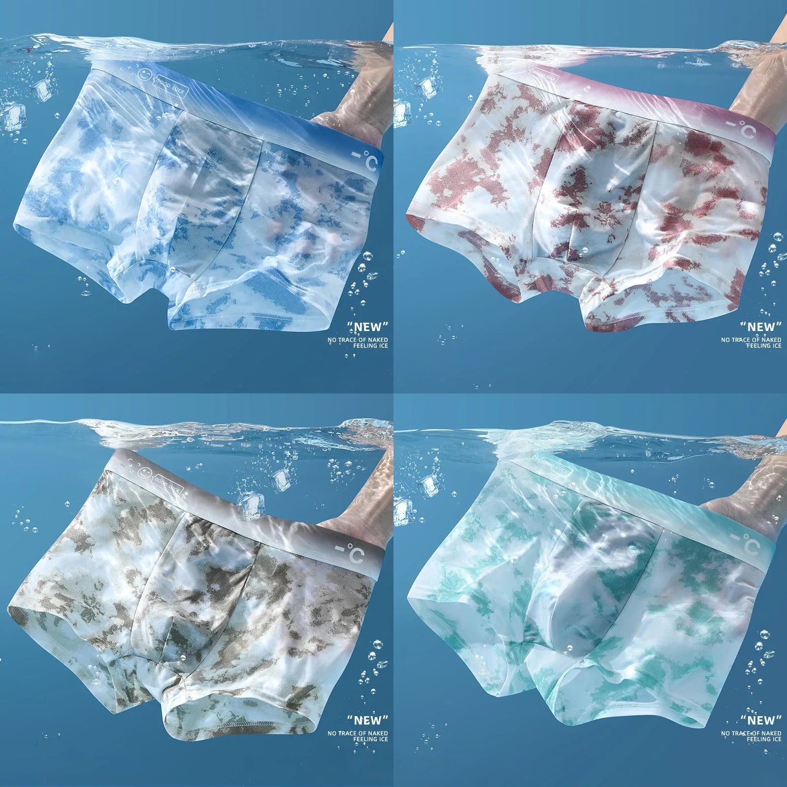 4 Pack Men's Ice Silk Boxer Shorts - ShopHub