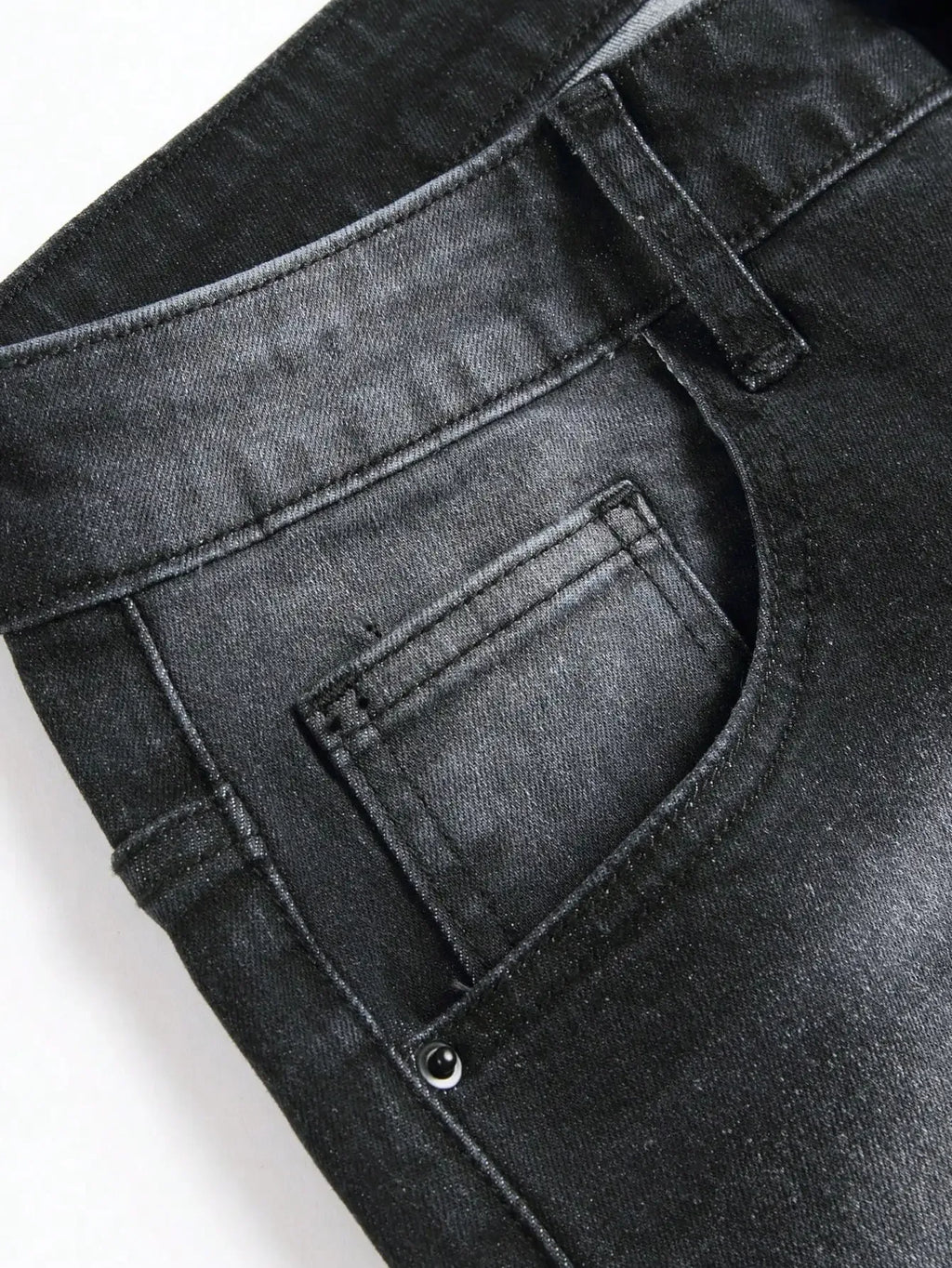 Men’s Cracked Blue Pleated Patch Biker Jeans - ShopHub